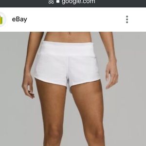 Lululemon white speed up short 2.5 inch